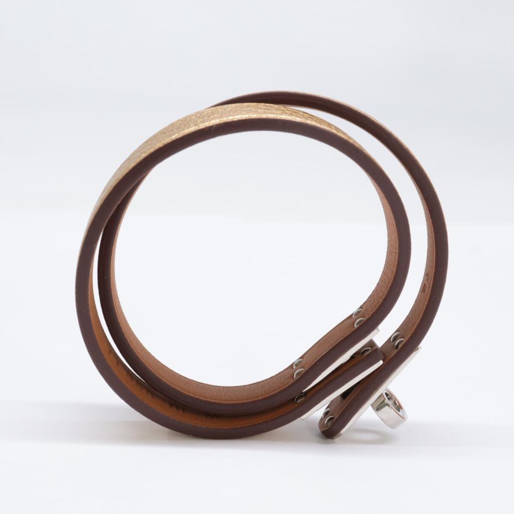 Hermes [Brand New, Unused] 2024 W-stamped Mini Kelly Double Tour Leather Bracelet T2 Metallic goldUsed