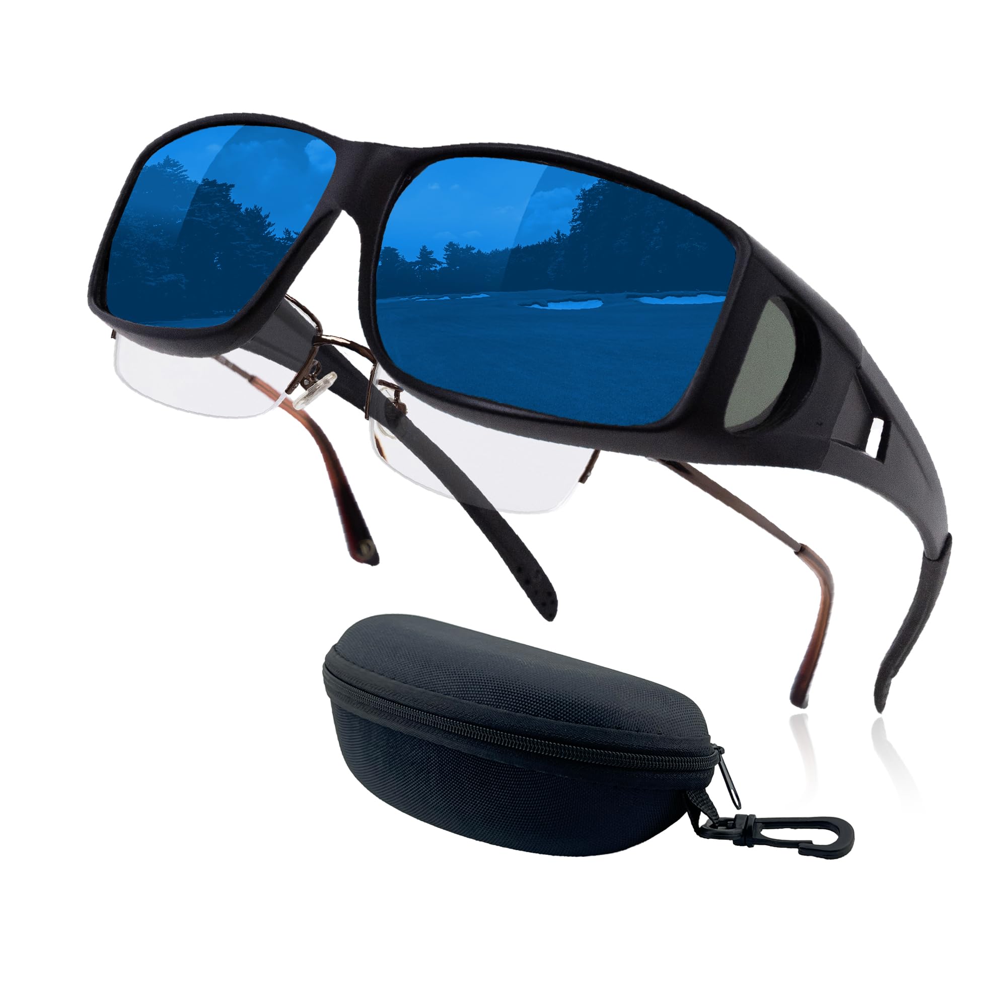 

DOYA FACE Sunglasses with UV400 Protection for and Golf Over-the-Eye Case, Polarized, Driving, Fishing, (Mirror Blue)