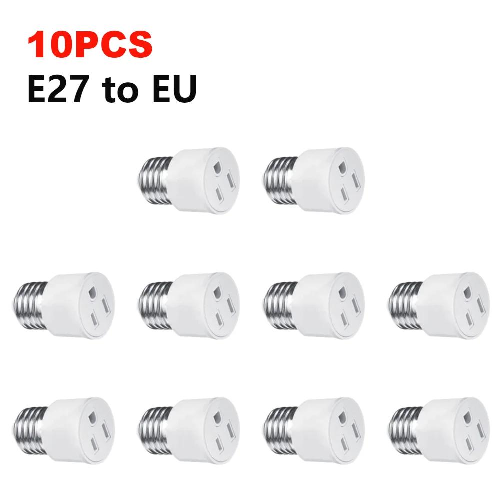 10-1PCS E27 to EU US Converter Lamp Socket Light Holder LED Bulb Lighting Outlet Plug E27 EU US Plug Socket Accessories