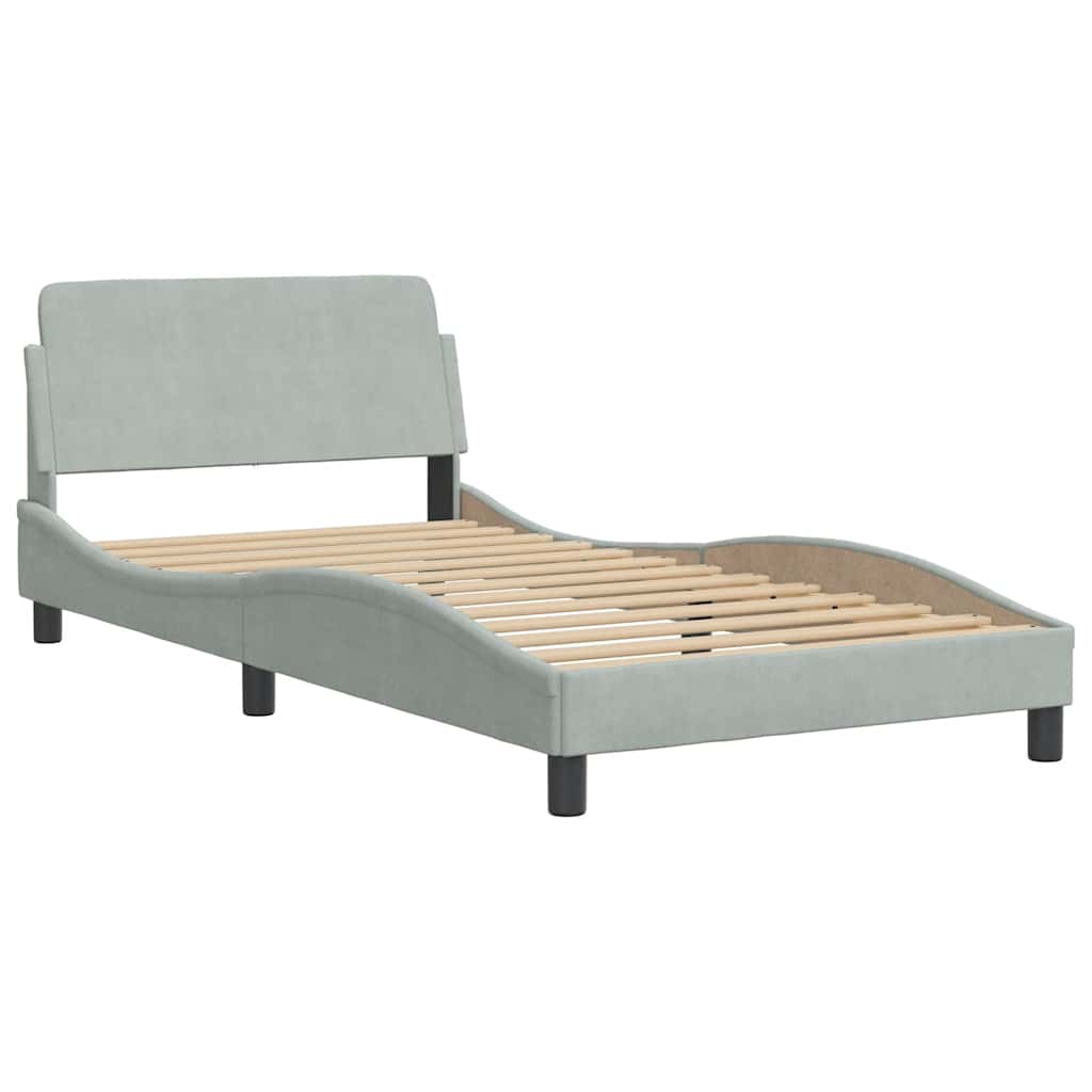 Bed Frame without Mattress  Hanko  Light Grey 100x200 cm Velvet