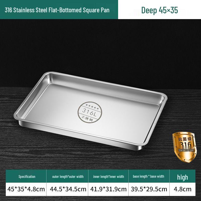 316 Food-Grade Stainless Steel Multi-Functional Rectangular Plate, Tray, and Dish.