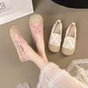 Fashion Women's Flat Casual Shoes 2025 Style Net Cloth Slip-On Bean Shoes Comfortable Spring New Retro Linen Braided Casual Flat Shoes