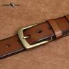Men's Genuine Leather Belt with Pin Buckle, Retro Pure Copper, Simple and Versatile Jeans Belt