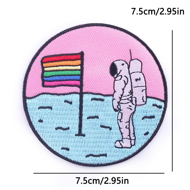 Aufbügelbares besticktes Abzeichen Outdoor-Abenteuer-Design Kosmischer Pilz Astronaut Für Jeansjacke Hut Tasche DIY Personalisierbare Dekoration