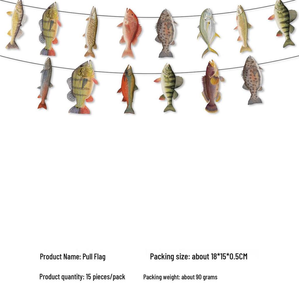 Cross-border Fishing Theme Party Supplies: Paper Plates, Flags, Napkins, and Creative Decorations Set