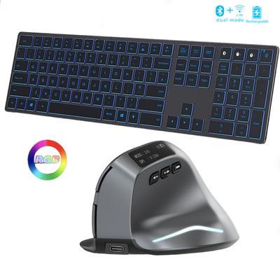 Backlit Bluetooth Keyboard For Windows Mac Os Multi-device Rechargeable Keyboard And Mouse Comb For Laptop Tablet Macbook Ipad
