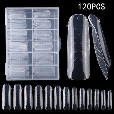 120-Piece Crystal Nail Extension Tips with Scale, Gel Mold 21#