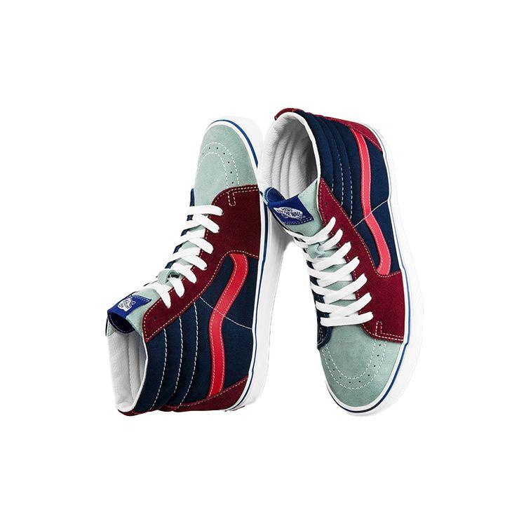 Vans Sk8 Shock Absorbing Durable Lightweight Breathable High-Top Skate Shoes Unisex Skate Shoes Black Red VN0A4U3C2PJ