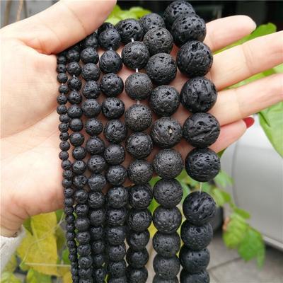 Naturalny gładki kamień lawowy Okrągłe luźne koraliki dystansowe 16 nici 4 6 8 10 12 mm