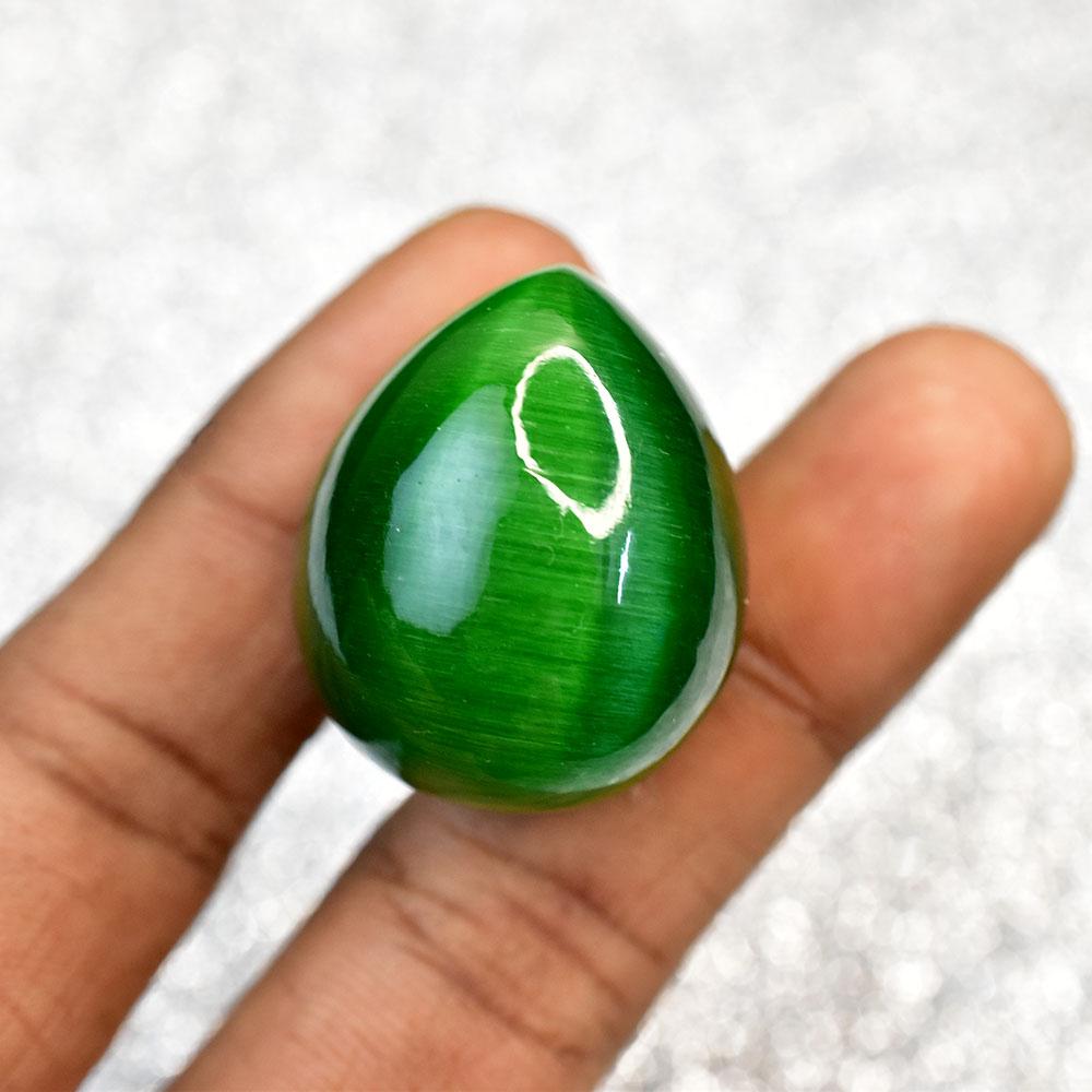 Pear Cabochon Cut 113 ct Natural Cat'S Eye Green Loose Gemstone for Jewelry Making and Crafts