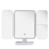 Folding LED Makeup Mirror 3 Tone Lights Portable Compact Desktop Vanity Mirror Magnifying Rotable Lighted Makeup LED Mirror