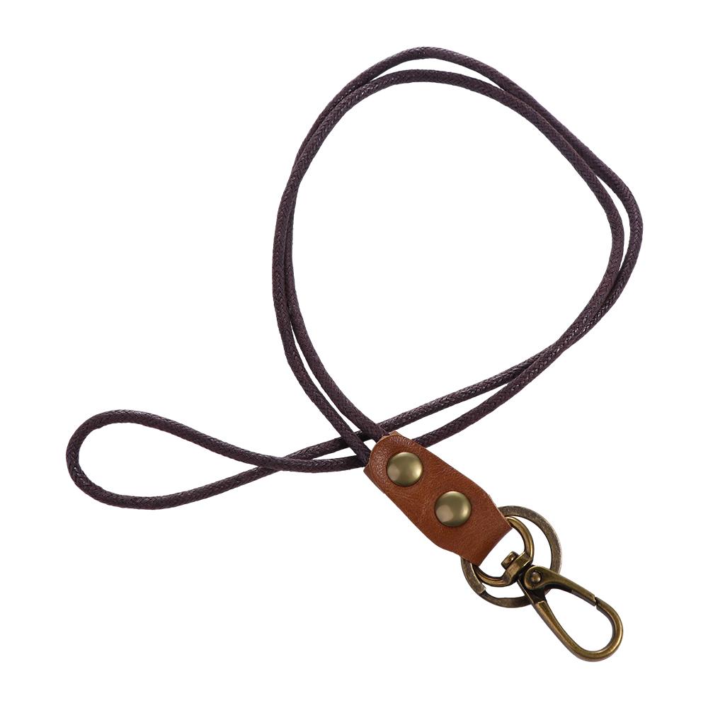 Cowhide Genuine Leather Lanyard Neck Strap for Mobile Phone Badge Keys ID Credit Work Card Holder Wrist Neck Lanyard Keychain