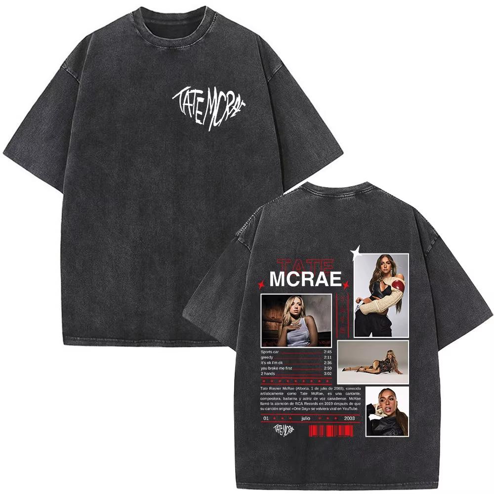 Tate McRae So Close To What Album Tour Washed T-Shirt Herren Damen Baumwolle Kurzarm Sommer Vintage T-Shirt Tops Fans Geschenk