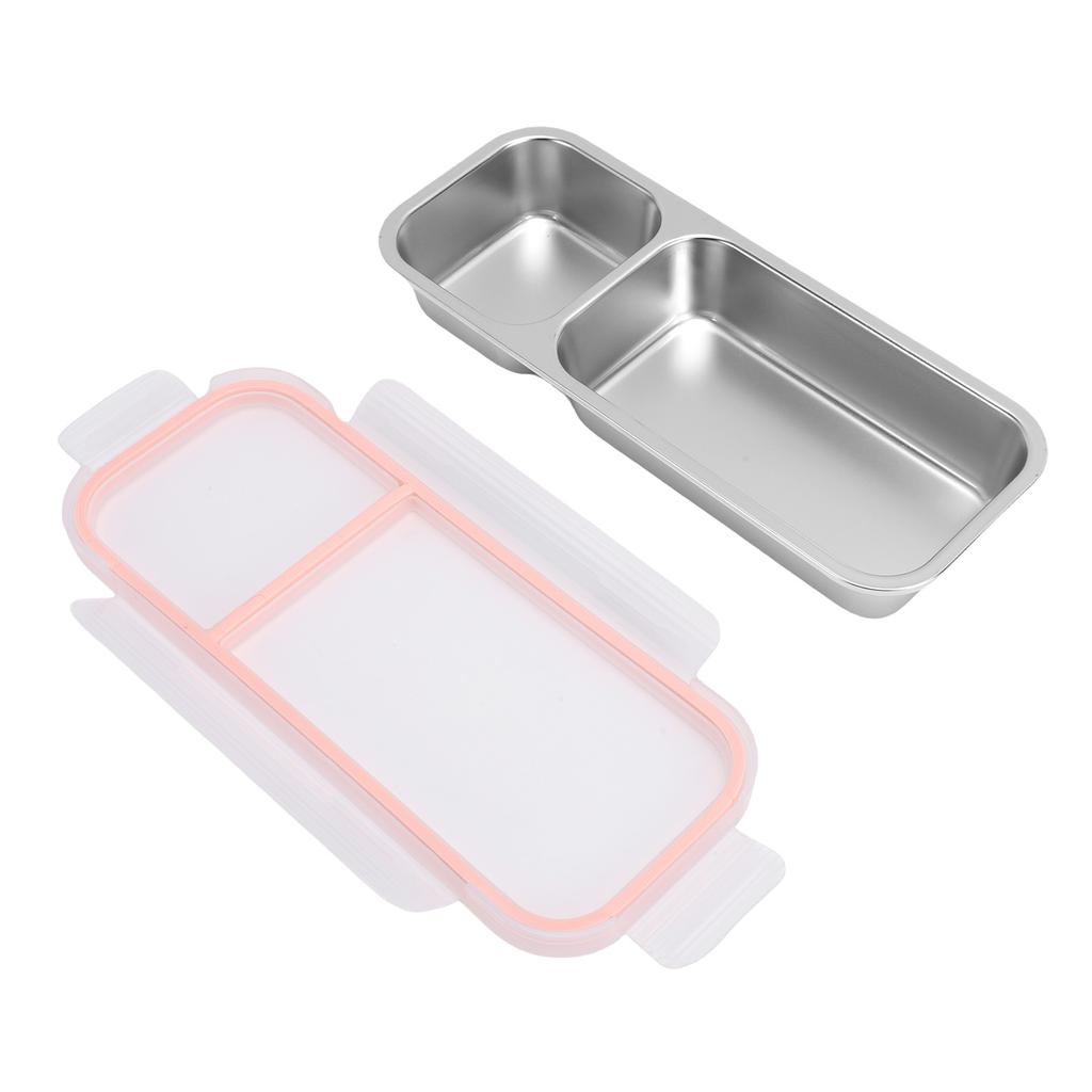 Portable Snack Container 304 Stainless Steel Sealed 2 Compartment Food Storage Container for Travel Camping Picnic