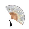 Exquisites Handmade Folding Hand Fan Bamboos Silk Fan Showcasing Aesthetic Suitable For Traditional Art And Lifestyle