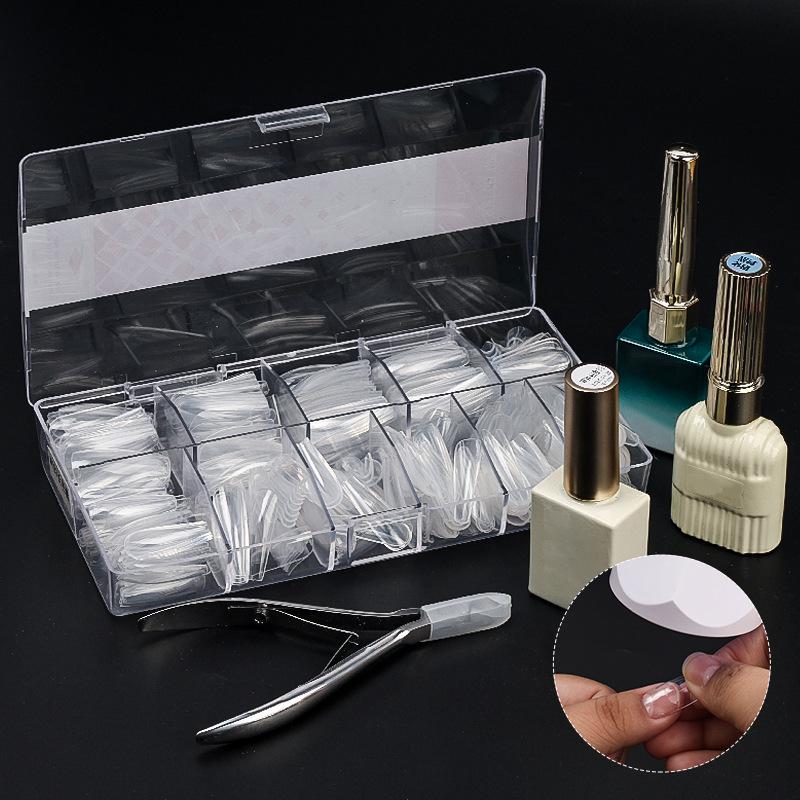 500-Pack Transparent Frosted Traceless Removable False Fingernails - Handmade Wearable Nail Art Stickers