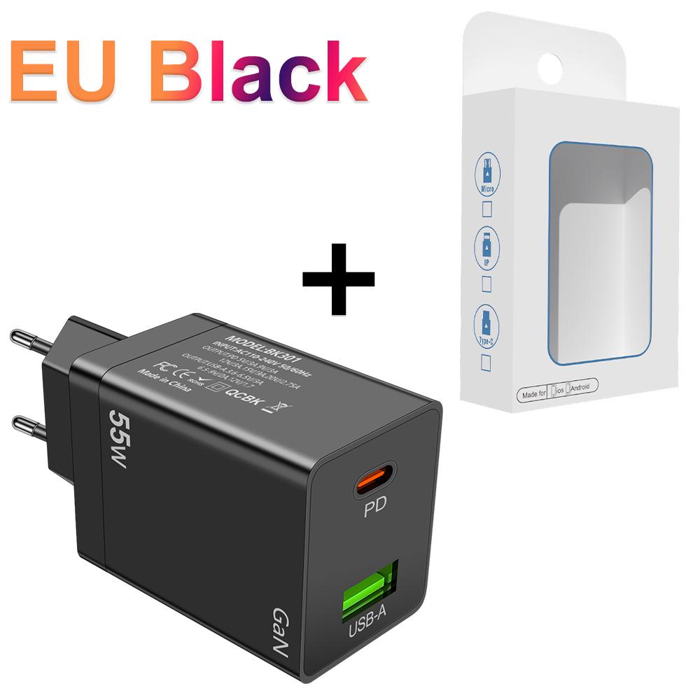 55W GaN PD Fast Charger: EU/US/UK Plug for Mobile Phones & Computers