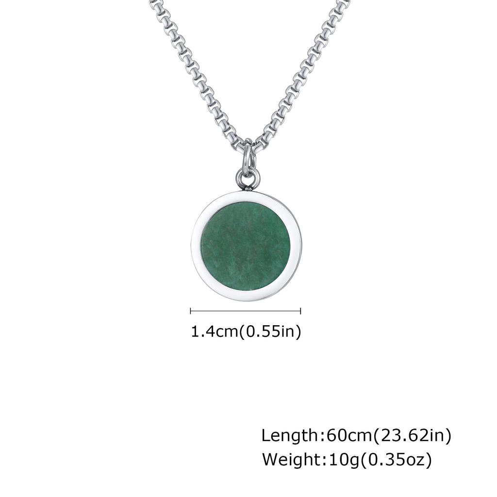 Stainless Steel Round, Oval Brand Natural Stone Abalone Shell Necklace Men'S Geometric Simple Pendant Nc-1061