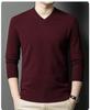Men's Casual V-Neck Solid Color Knit Sweater - Autumn/Winter Long Sleeve Base Layer