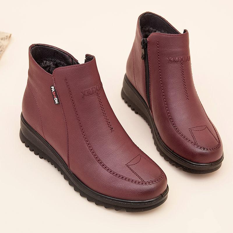 

Хлопковая обувь, женские зимние бархатные короткие сапоги, утепленные зимние ботинки, нескользящая мягкая подошва, сохраняющая тепло 39 красный