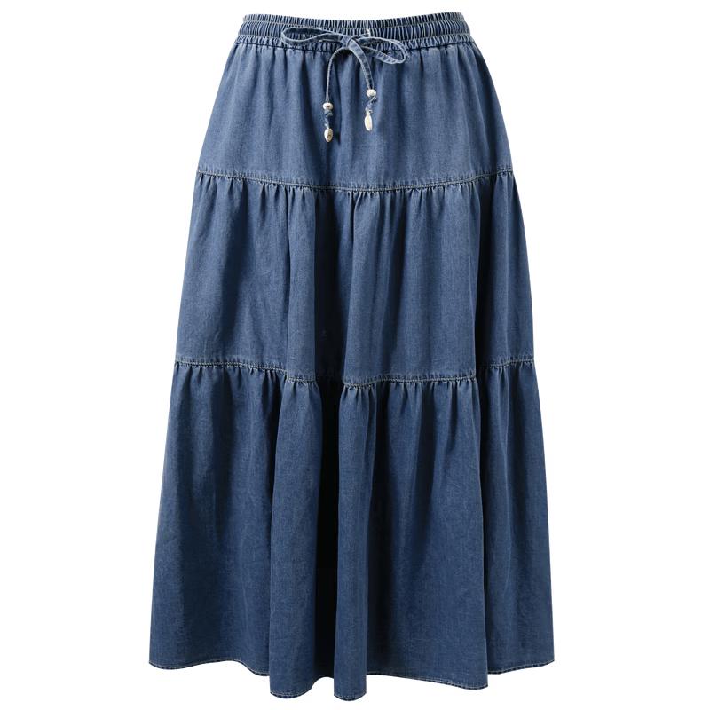 

Cotton High-Waist A-Line Denim Skirt M