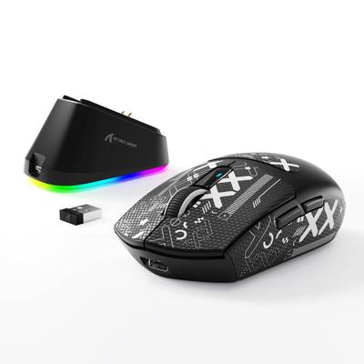 ATTACK SHARK G3PRO Kabellose Gaming-Maus mit RGB-Aufladung Über 100 Millionen 180 Stunden Akkulaufzeit 500 mAh Hoch 25000 DPI BK52820 Griff Rot Web-Treiber 2,4 GHz