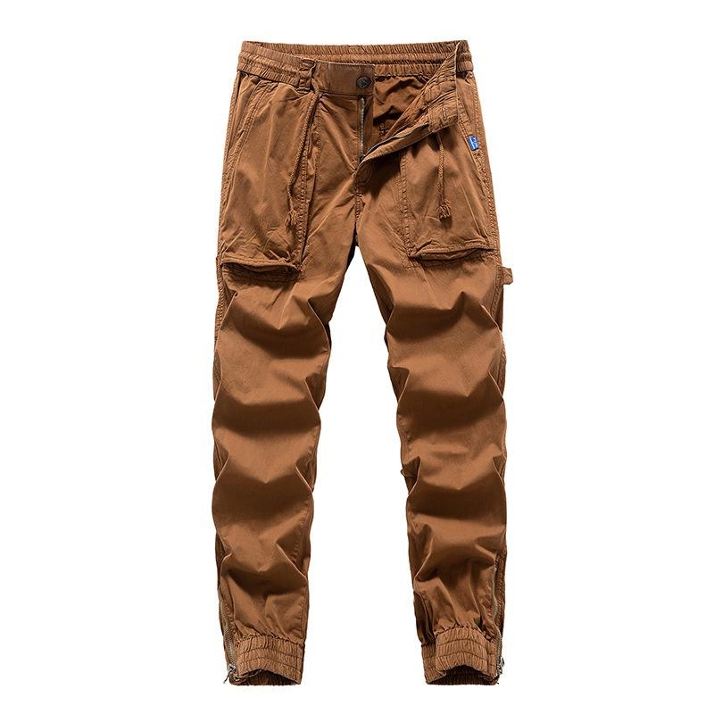 New men's overalls tied feet outdoor sports trendy men's trousers high street casual loose straight trousers