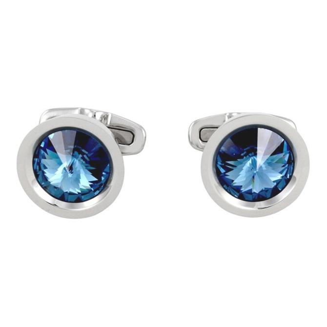 Swarovski Round Versatile Crystal Cufflinks Men accessories Silver Gold 1095441 Box (Random Color)