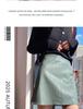 Plus Size High Waist Black Faux Leather A-line Mini Skirt for Women - Hip-Hugging Slim Fit for Spring and Autumn