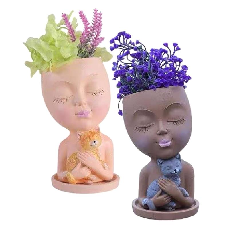 Boy and Puppy Succulent Pot Mold for DIY Concrete Flower Pots Resin Mold Pen Holder Resin Mold Desktop Decoration Home