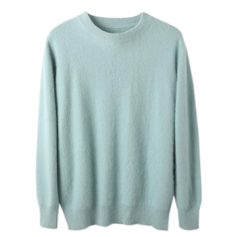Men's Plus Size Cashmere Mink Velvet Round Neck Sweater - Thickened, Loose Fit for Autumn/Winter