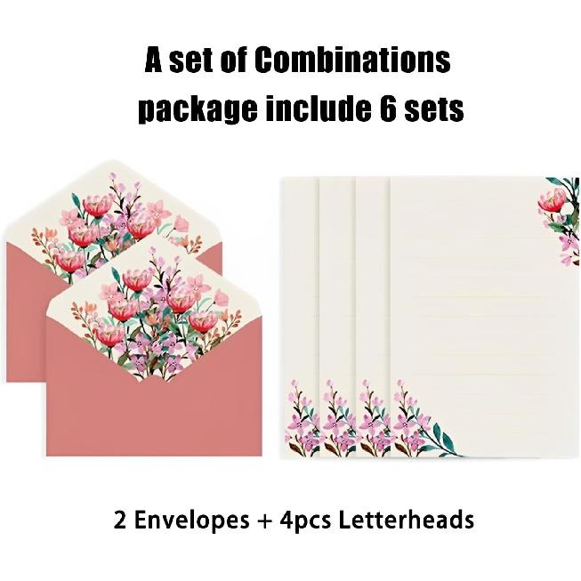 36-Piece Stationery Set - Vintage Flower Design Writing Paper and Envelopes for Letters, Invitations, and Gifts (24 Sheets of Writing Paper + 12