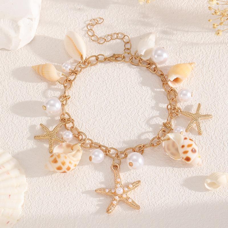 

Браслет «Морская звезда» в летнем стиле, украшения из ракушек, личность, регулируемый, жемчуг, модная бижутерия