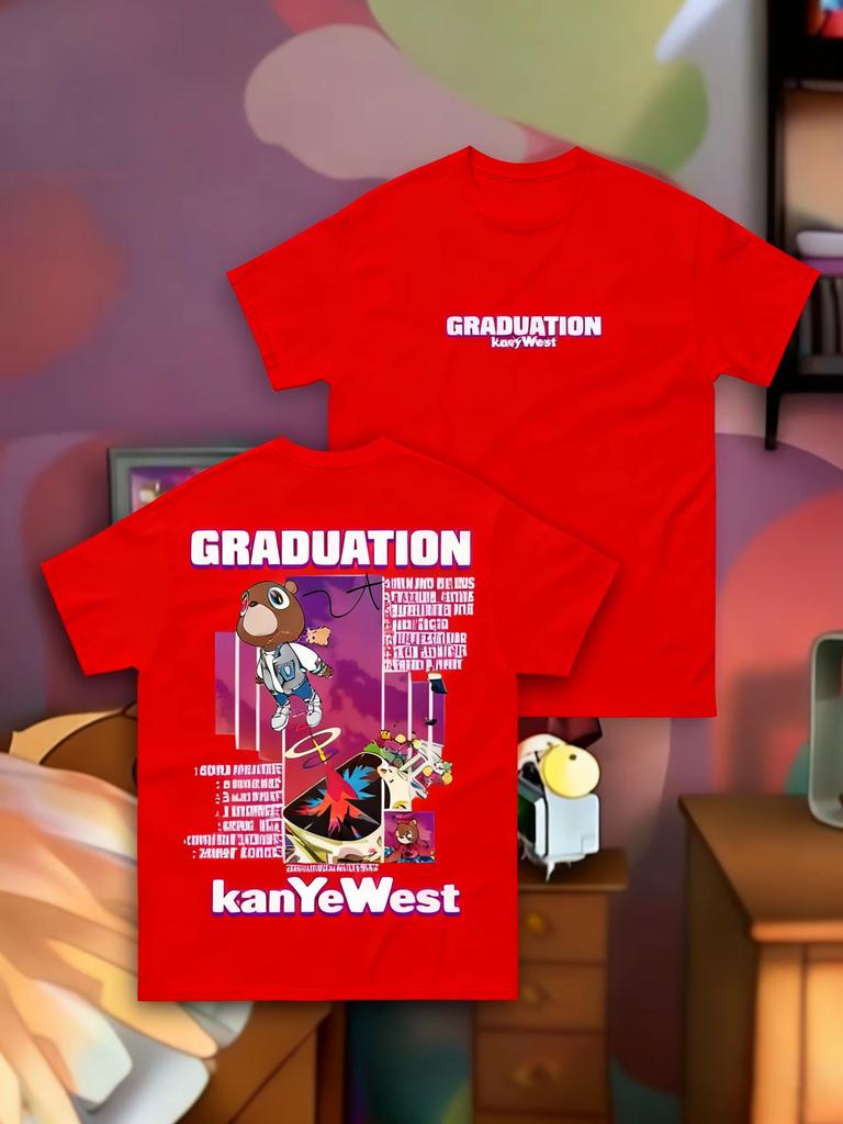 Kanye West Ablum GRADUATION Graphic Tshirt Oversized Y2k Unisex Short Sleeve Heavy Cotton Street Harajuku Female Male Clothing Tee