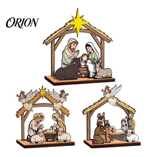 Eco Friendly Holiday Decor Christmas Tabletop Glowing Ornament, 3D Wooden Tree Decoration with Atmosphere Ornaments Warm Light, Festive Centerpiece