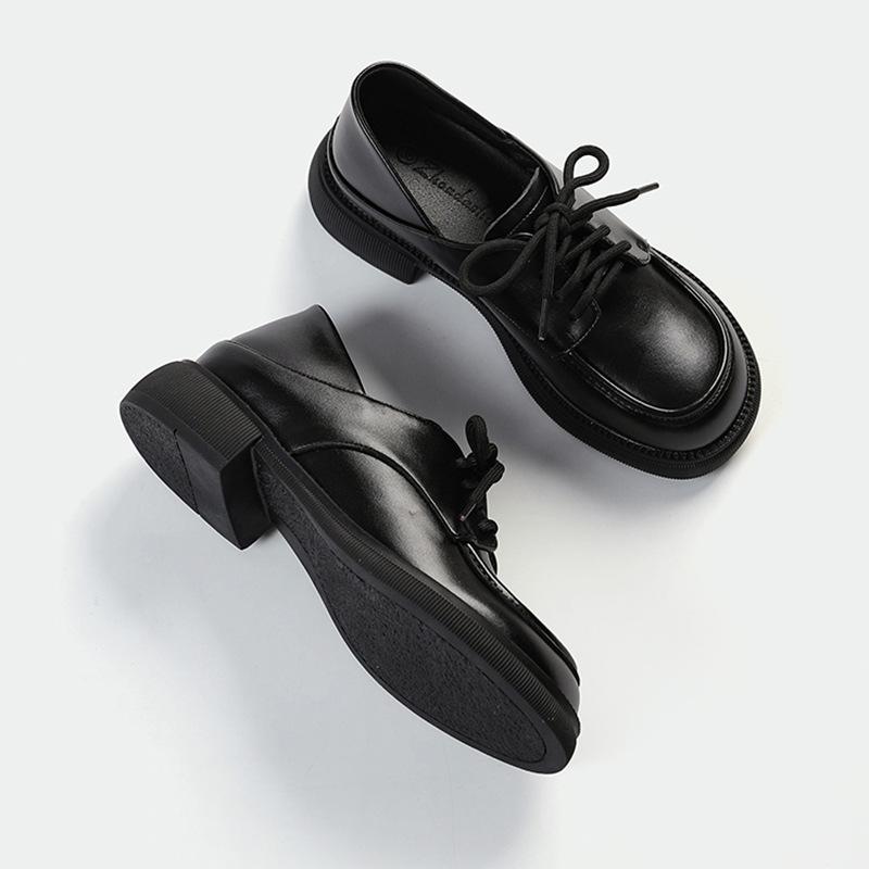 British Style 313233 Small Size Lace-up Small Leather Shoes Women's One-pedal Inner Heightening Loafers Women's 2025 Spring New Models