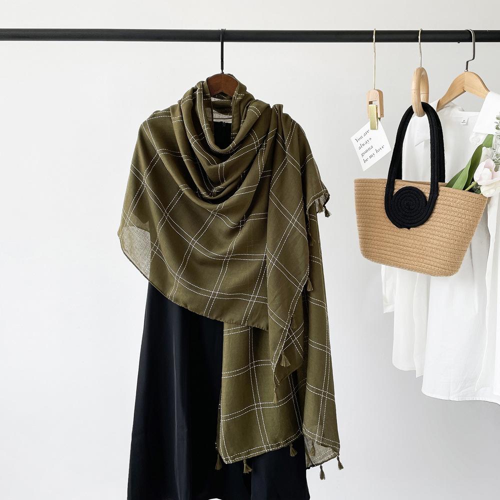 Solid Color Scarf for Women's Sunscreen Scarf Mid-length Scarf Monochrome Light Shawl Breathable Sweat-absorbing Scarf