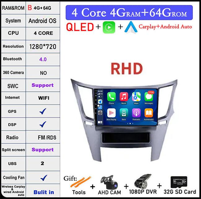 9'' Android 14 For Subaru Outback 4 Legacy 5 2009-2014 RHD Car Radio GPS Screen Navigation Radio Player Multimedia Video Stereo