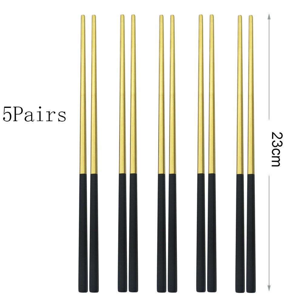 Yemek takımı 5 Çift Paslanmaz Çelik Çubuklarını Metal Suşi Sofra Gümüş Çin Yemeği Düğün Ev Festivali Malzemeleri