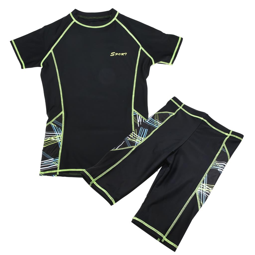 Swimming Short Sleeve Shirt with Shorts 2 Pieces Summer Surfing Diving Suit for MenL