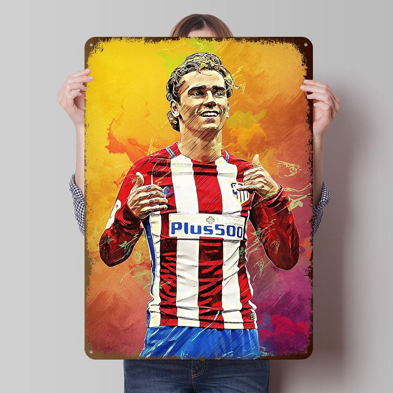 Antoine Griezmann Printed Poster Customized Wall Art Retro Vintage Metal Tin Signs for Room Decoration Home Decor Accessories 20x30cm(7.8x11.8inch)