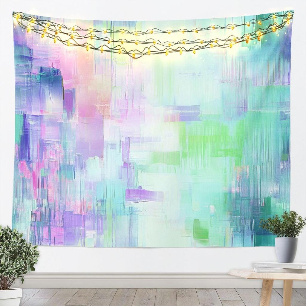 Modern Abstract Wave Tapestry, Layered Curved Pattern Wall Art in Earthy Tones for Bohemian Home & Minimalist Room Decor