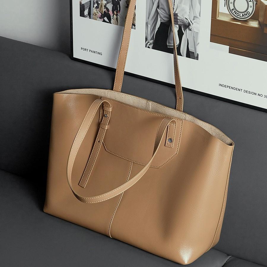 Leather Large Capacity Commuter Women'S Bag Textured Vegetable Tanned Top Cowhide Tote Bag Women'S Shoulder Underarm Bag