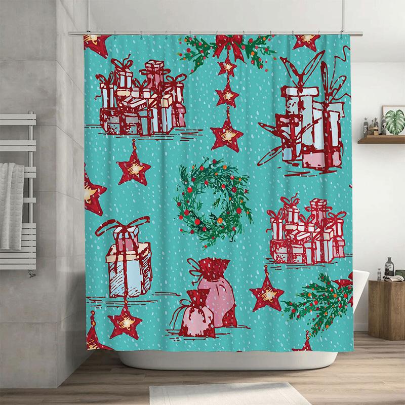 

Tu Festive Christmas Shower Curtain Waterproof Holiday Decor Farmhouse Bathroom Set Reversible Holiday Shower Curtain Modern Sty W60H190(CM)-1 Pcs
