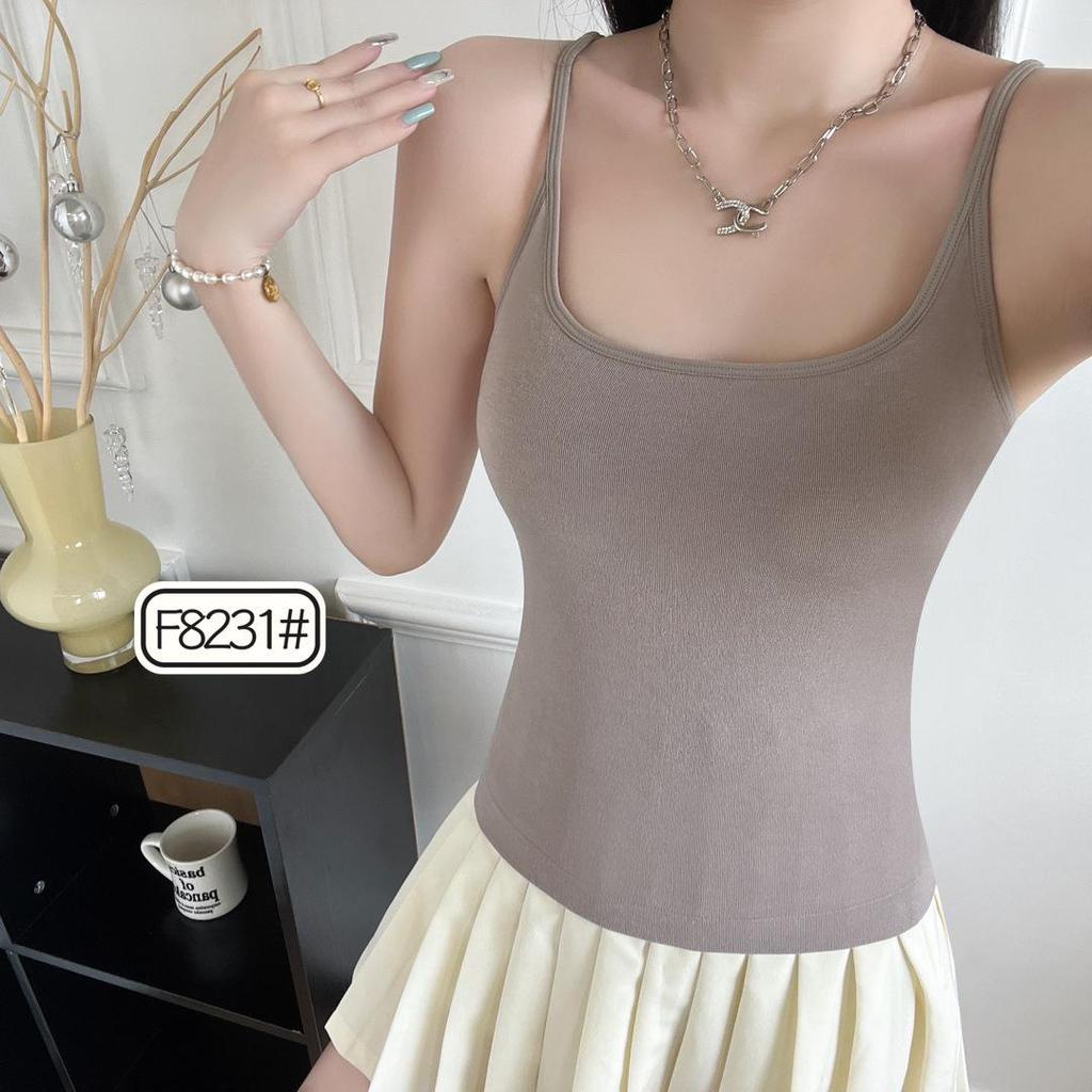 Modal Cashmere Brushed Mulberry Silk Women's Warm Vest with Integrated Cup Camisole