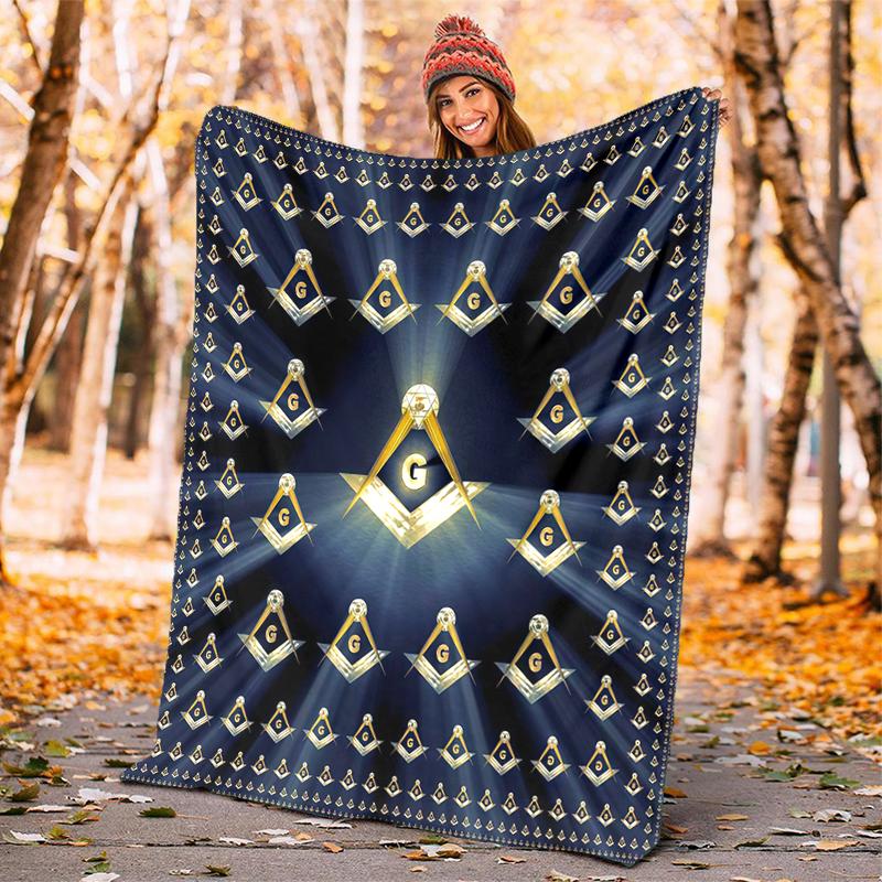 1PC The Square-of Freemasonry Printed Blanket, Al Season Lightweighsonry Blanket Home Office Outdoor Nap Multifuncsonry Blanketional Blanket