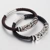 Trendy Men Jewelry Genuine Leather Bracelets Men Stainless Steel Grain Clasp Charm Rope Bracelets&Bangles Male Jewerly