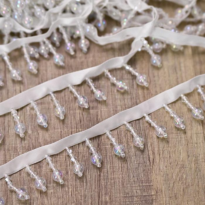 3,5 см Сияющая кружевная тесьма с бусинами и кисточками для DIY занавесок и одежды