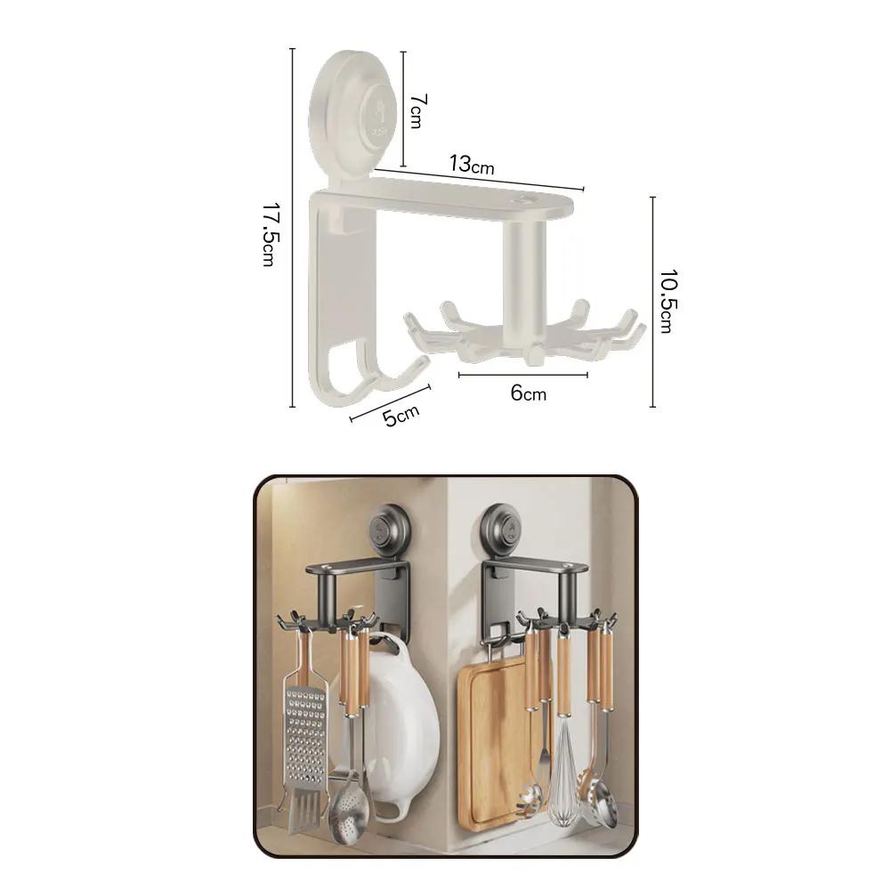 Suction Cup 360° Rotate Kitchen Hook Home Kitchen Items Punch-free Storage Rack Spoon 10 Hooks for Hanging Kitchen Accessories