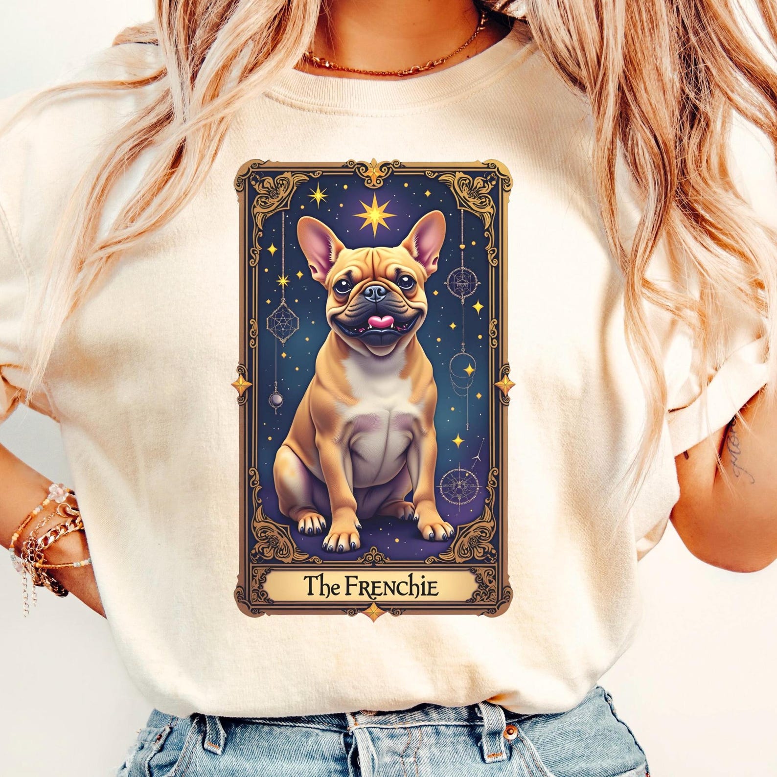 French Bulldog Tarot Card Shirt: Comfort Colors Frenchie Tee 2XL